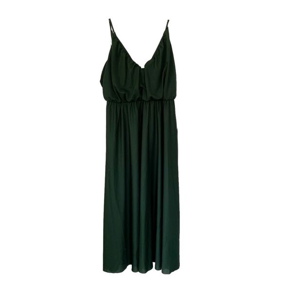 Asos Design Dark Green Sleeveless Adjustable Strap Mdid V Neck Dress US 6 - Picture 7 of 9